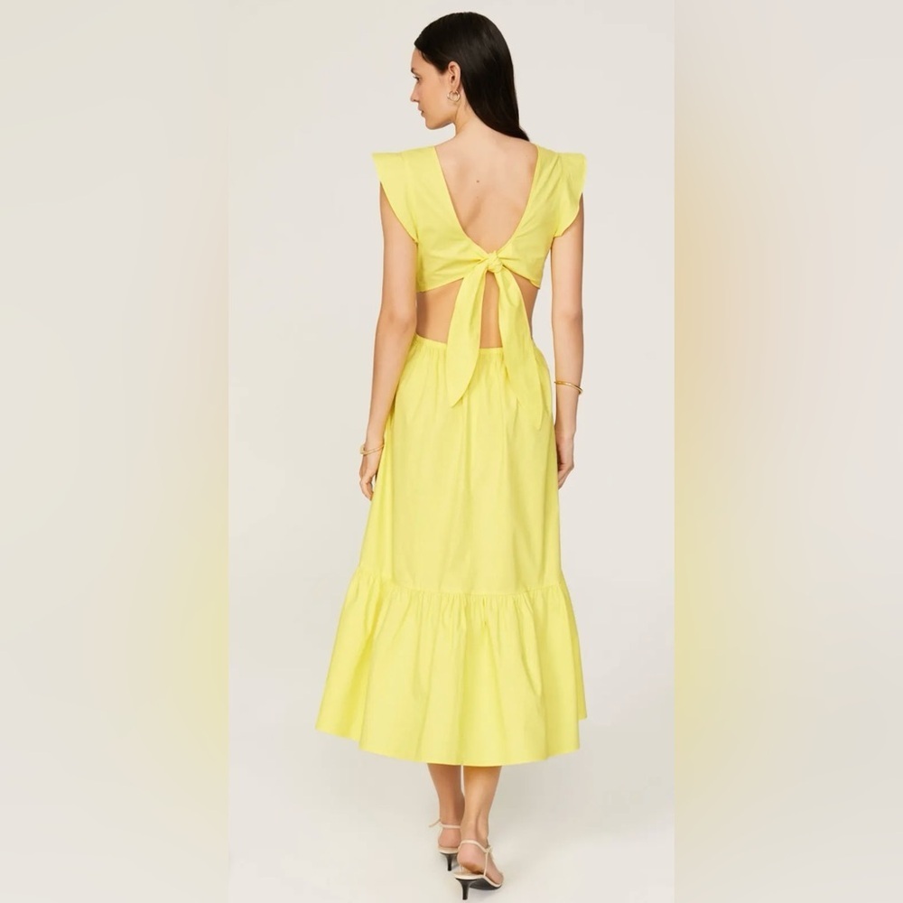 Marissa Webb- Yellow Cutout Midi Dress. Size 8 - Picture 3 of 10
